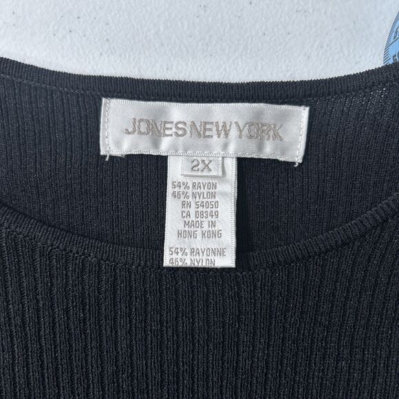Jones New York Top Womens 2X Black Ribbed Dark Fairy Old Money Sleeveless Blouse - Picture 5 of 7